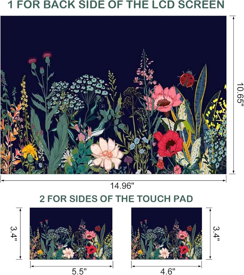 DINKY Laptop Skin Sticker Decal, 12" 13" 13.3" 14" 15" 15.4" 15.6 inch Laptop Universal Reusable Vinyl Skin Stickers Cover Art Decal Notebook PC Personalized Protector-Colorful Flor - Image 2